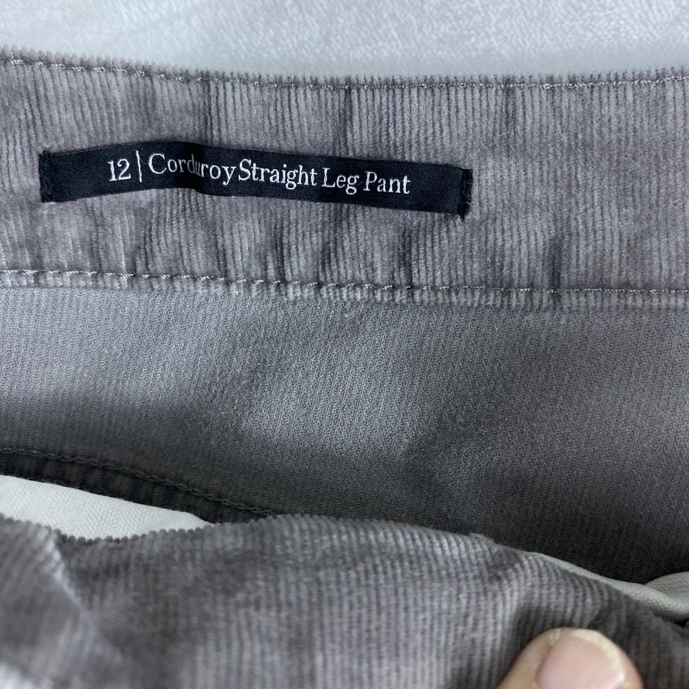 2/$30 Talbots Corduroy Pants Women Sz 12 Gray Straight Leg Pant Cotton - Picture 6 of 14